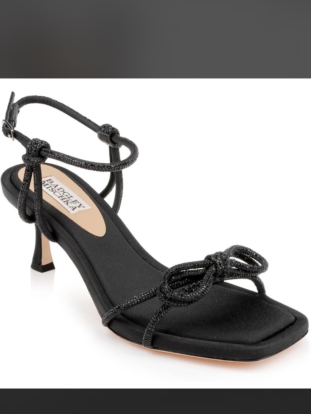 Badgley Mischka Black Beaded Knot Slingback Heel
